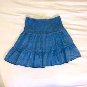 Denim/ Jean skirt with Ruching/ Ruffles by Daisies